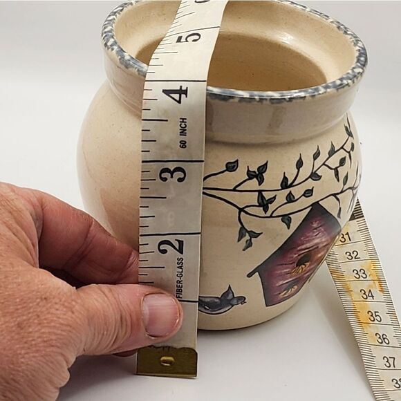 Vintage 1997 Casey Pottery Marshall Texas Stoneware Birdhouse 3 7/8" Crock Jar - Picture 4 of 4